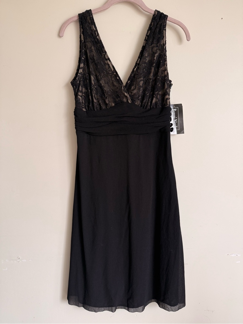 Ronni Nicole Black Lace V-Neck A-Line Slip Dress